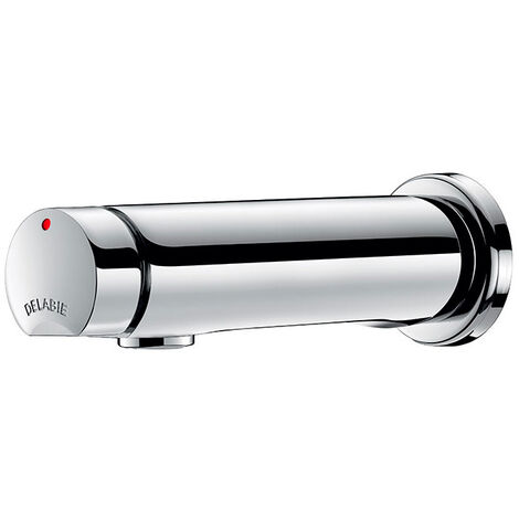 Delabie – Robinet temporisé mural pour lavabo – Déclenchement souple – Économie d'eau 85% – Brise-jet antitartre – Dimensions 110x50x175 mm