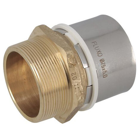 Nicoll – Raccord multicouche manchon à sertir fluxo mâle Ø75 – Filetage plomberie conique – Double joint torique – Design hexagonal pour manipulation facile