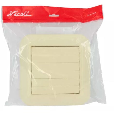 NICOLL Grille de ventilation carrée pour hotte de cuisine ou lave linge avec sortie d'air à volets mobiles, sable GOTS