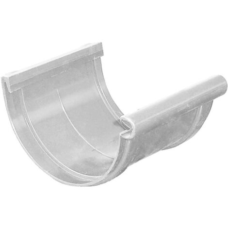 First Plast – Raccord pour gouttière jonction longue bi-system PVC 25 demi-ronde – Couleur gris – Assemblage par collage ou joint – Résistant aux intempéries