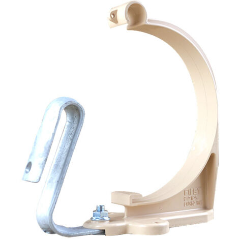 First Plast – Crochet bandeau monté avec étrier en PVC 25 demi-ronde – Résistant aux intempéries – Compatible gouttières demi-rondes – Installation facile