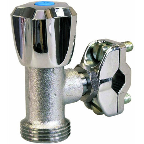 Guareski – Robinet de machine à laver auto-perceur en cuivre 10-16 mm – Sortie mâle 3/4' (20x27) – Corps en laiton chromé – Pression PN10 (1/2)