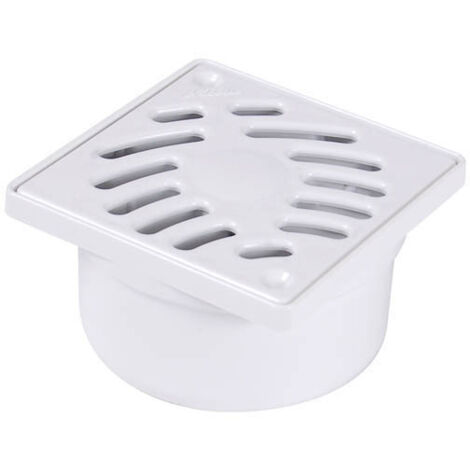 Nicoll – Siphonnette Ø40/50 grille PVC 10x10 cm – Sortie verticale – Drainage efficace des eaux usées – Corps injecté en PVC blanc