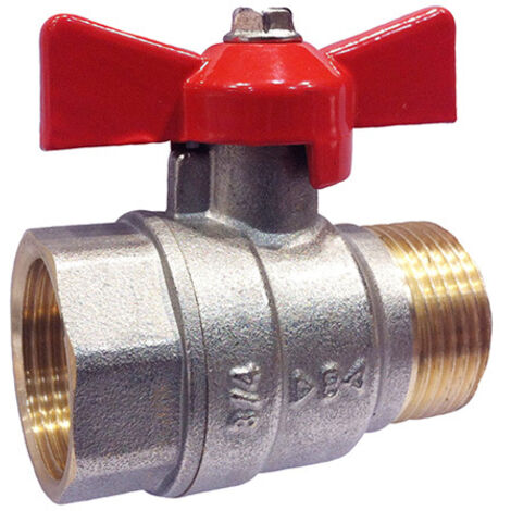 Vanne papillon passage intégral PN30 1' (26x34) – Corps laiton CW617N – Manette isolante – Double joint torique – Température max 90°C