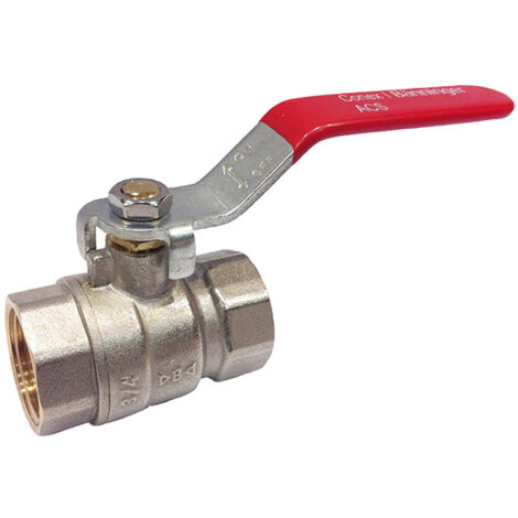 Vanne laiton 1/4 tour femelle-femelle 20-27 rouge – Passage intégral PN25 – Pour eau – Température de service -20°C à 120°C