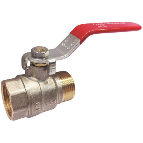 Vanne laiton plate ACS passage intégral PN25 1/4 tour mâle-femelle 3/8' (12x17) – Corps nickelé pour plomberie (1/2)