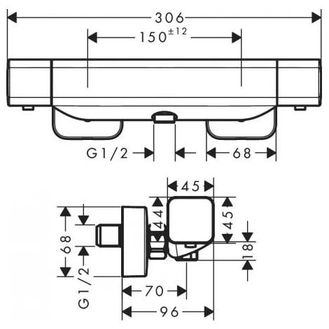 hansgrohe Ecostat E Mitigeur Thermostatique douche Chromé