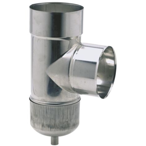 TEN – Té de tubage inox 304 90° – Purge Ø155 – Piquage femelle – Pour tous conduits inox