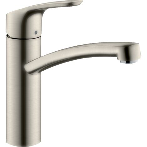 Hansgrohe – Mitigeur de cuisine orientable 360° – Acier inox – Hauteur 229mm – Débit 12 l/min – Cartouche céramique M2 – Raccord flexible G 3/8