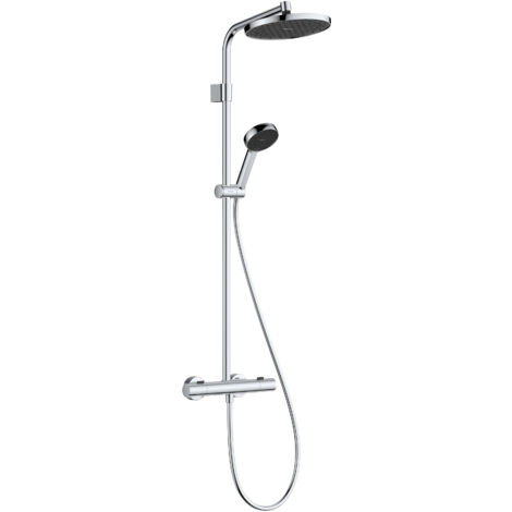 Hansgrohe – Colonne de douche thermostatique 240mm – Mitigeur avec jet Rain – Débit régulé 8 l/min – QuickClean+ pour dépôts calcaires