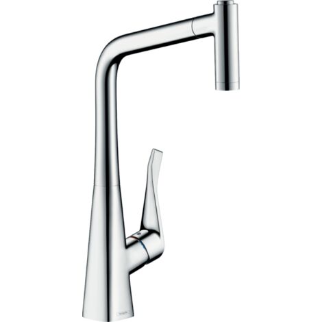 Hansgrohe – Mitigeur évier avec douchette extractible – Hauteur 320 mm – Laiton chromé – Raccord G ⅜ – Débit 10 l/min – Angle de rotation 110° – 14820000