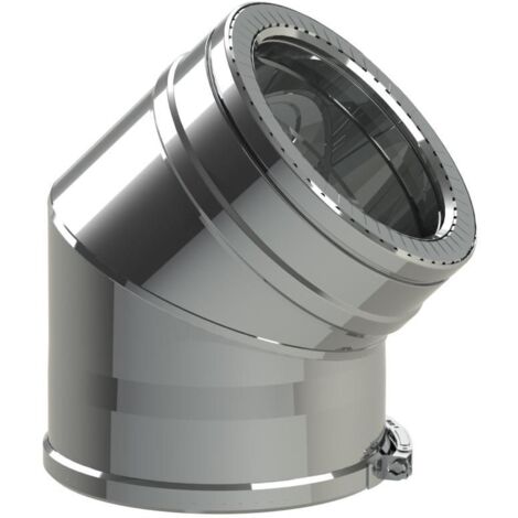 TEN – Coude 45° inox 316/304 pour conduits fumée 150-200 mm – Résistance corrosion – Bride sécurité incluse – 505158