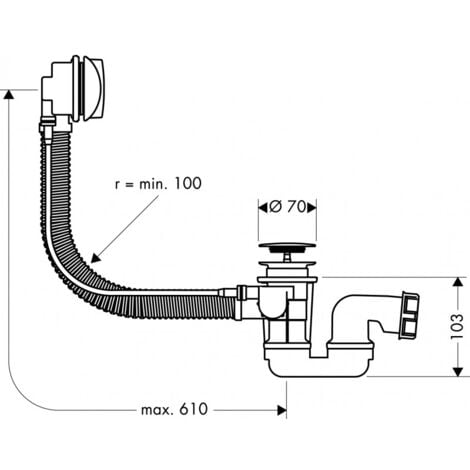 HANSGROHE Vidage baignoire NF 1"1/2 Flexaplus E chrome 58142000