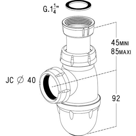 Siphon réglable Nicoll pour lavabo avec joint conique - Diamètre 32 mm -  Plastique blanc