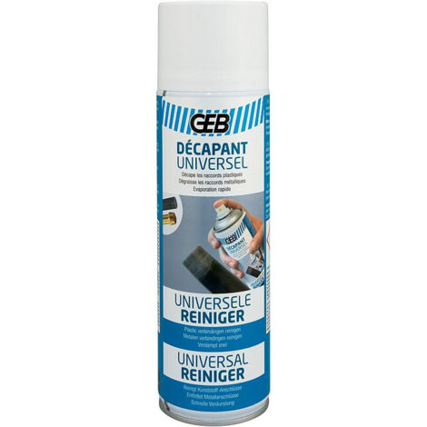 GEB – Nettoyant universel 400ml – Décapant pour raccords plastiques PVC et métalliques – Améliore l'adhérence des colles PVC
