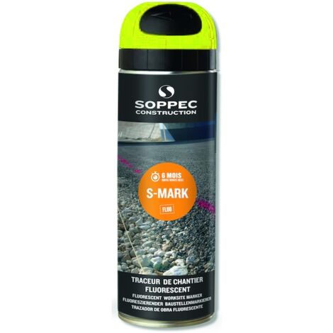 Soppec – Traceur chantier fluorescent 500 ml – Marquage durable jusqu'à 6 mois – Séchage rapide 10 min – Pour béton, bitume, herbe, gravier