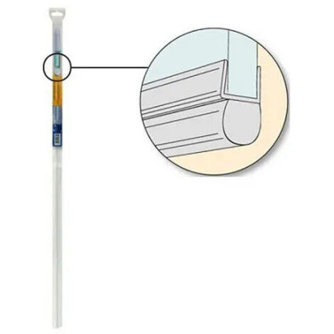 GEB – Joint tubulaire pour bas de porte de douche 1 mètre – PVC transparent – Épaisseur 5 à 8 mm – Largeur 25 mm – Installation facile