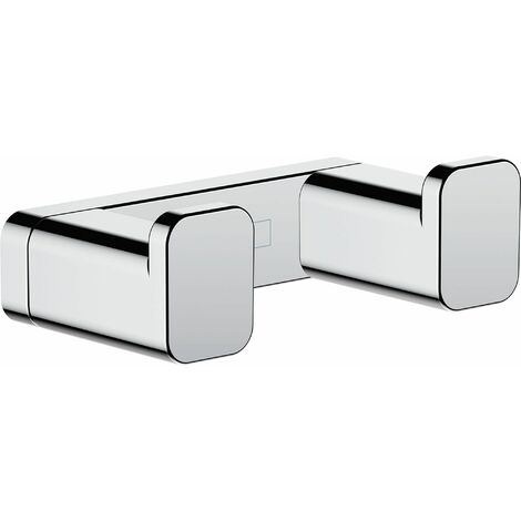 Hansgrohe – Double crochet porte-serviettes chromé – Fixation murale invisible – Largeur 66mm, profondeur 36mm – Matériel de montage inclus – 41755000