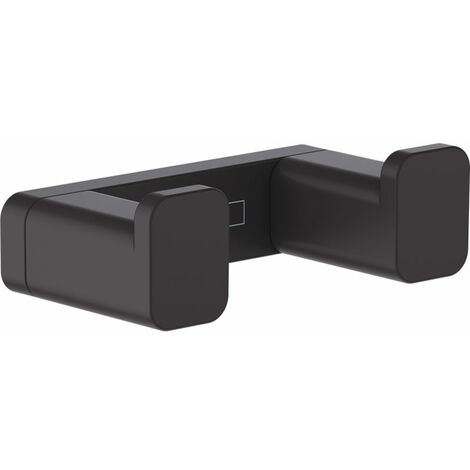 Hansgrohe – Crochet double noir mat – Fixation murale avec matériel dissimulé – Métal – Espacement 50mm – Diamètre 6mm pour salle de bain