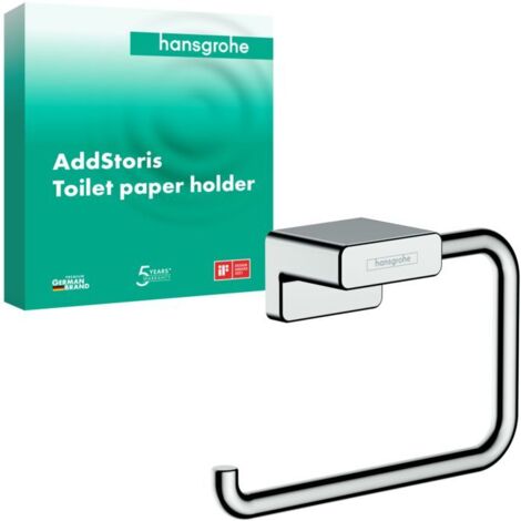 Hansgrohe – Porte-papier toilette mural en métal chromé – Fixation cachée – Dimensions 141x93x40 mm – 41771000