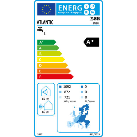 Chauffe-eau thermodynamique ATLANTIC Calypso connecté vertical mural 150L