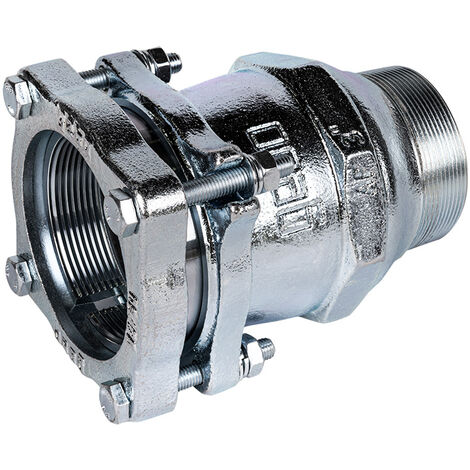 Gebo – Raccord à compression mâle fonte malléable galvanisée 4'' – Filetage plomberie – Pression PN 16 – Compatible eau potable et air comprimé