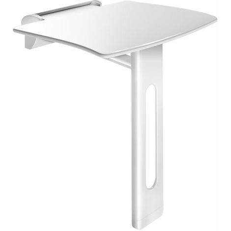 Delabie – Siège de douche rabattable Be-Line amovible – Pied blanc mat – Assise en polymère haute résistance – Charge max 135 kg
