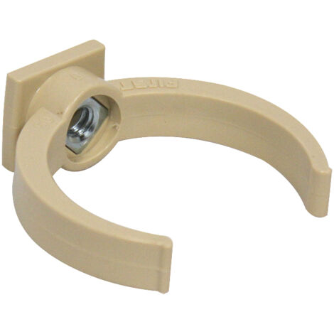 First Plast – Collier lyre pour tube de descente PVC Ø50 – Fixation robuste pour gouttière – Installation rapide avec patte à vis – Couleur sable