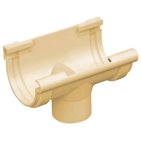 First Plast – Raccord pour gouttière naissance centrale Ø50 – PVC 16 demi-ronde – Couleur sable – Résistant aux intempéries