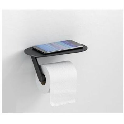 Hansgrohe – Porte-papier toilette 27928670 230mm – Finition noire mate – Montage mural encastré – Tablette de rangement intégrée