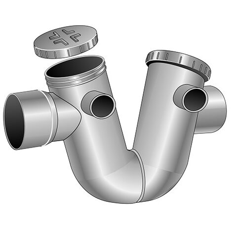 First Plast – Siphon disconnecteur mâle femelle à coller Ø125 – Raccord PVC pour évacuation eaux usées – Protection contre remontées d'odeurs