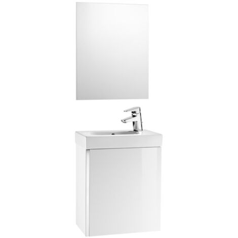Meuble + lave-mains + miroir 45cm ROCA MINI - Blanc brillant