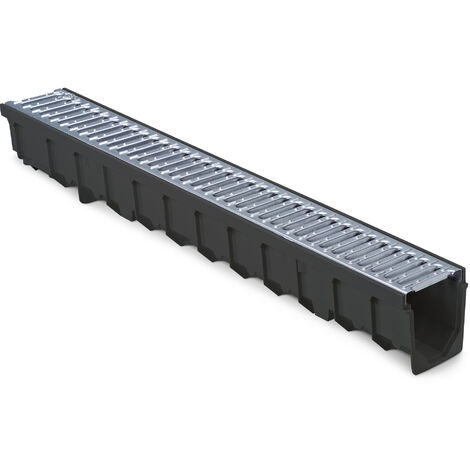 MEA – Caniveau d'évacuation 1m largeur 100mm – Grille passerelle acier galva – Résistant à la chaleur jusqu'à 200°C – Pour garages et espaces verts
