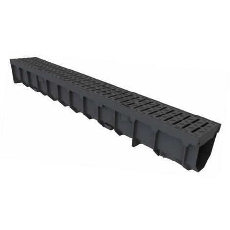 MEA – Caniveau d'évacuation 1m – Largeur 100mm – Grille en polyamide C250 – Drainage efficace des eaux pluviales