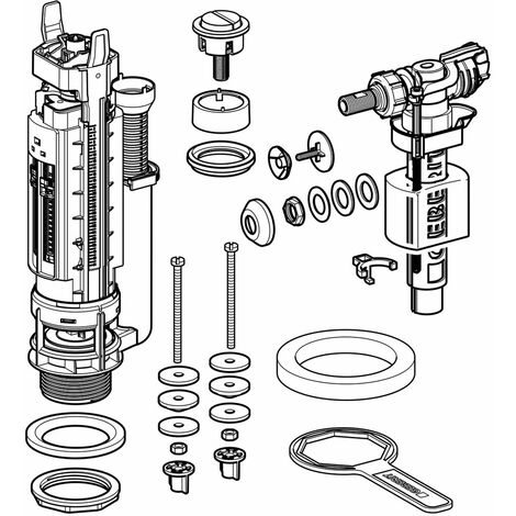 Mécanisme de chasse Geberit pour réservoir WC encastré Sigma et Delta,  double touche