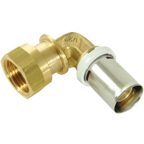 Nicoll – Coude à sertir fluxo femelle écrou libre Ø20-3/4'' – Raccord multicouche en laiton CW617 N – Joints EPDM pour étanchéité durable