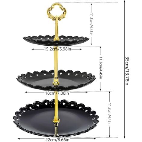 3-teiliges Etageren Set Gold Silber Schwarz - Tortenständer Für Hochzeiten & Feiern