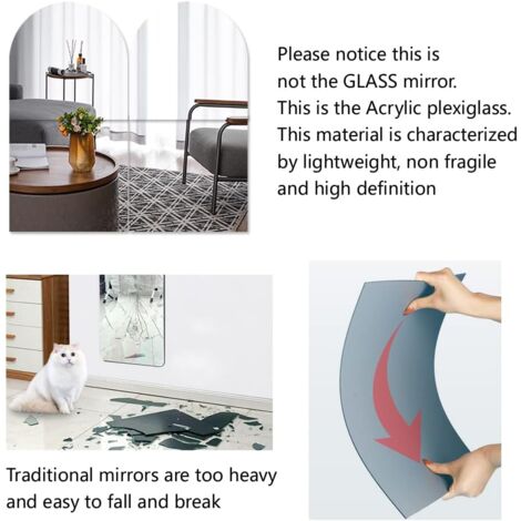 Set mit 4 großen, ovalen Ganzkörperspiegeln, bruchsicherem HD-Acryl, Schminkspiegel zur Wandmontage, lange Spiegel ohne Glas, perfekt für das Spielzimmer von Babys und Kindern
