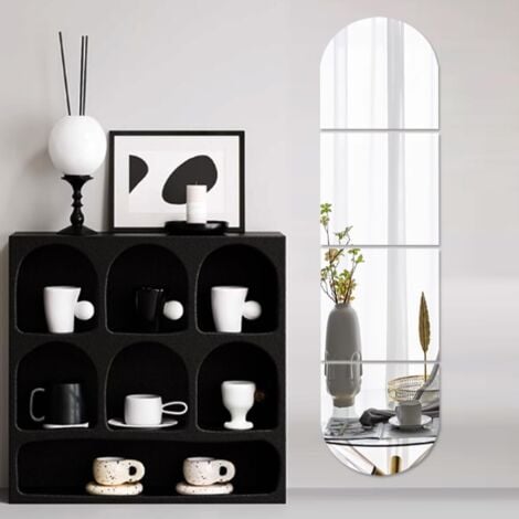 Set mit 4 großen, ovalen Ganzkörperspiegeln, bruchsicherem HD-Acryl, Schminkspiegel zur Wandmontage, lange Spiegel ohne Glas, perfekt für das Spielzimmer von Babys und Kindern