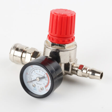 Druckregler Für Luftkompressor – EU-Norm 4-Loch, 0–180 PSI, Alu/Eisen, Inkl. Manometer & Stecker