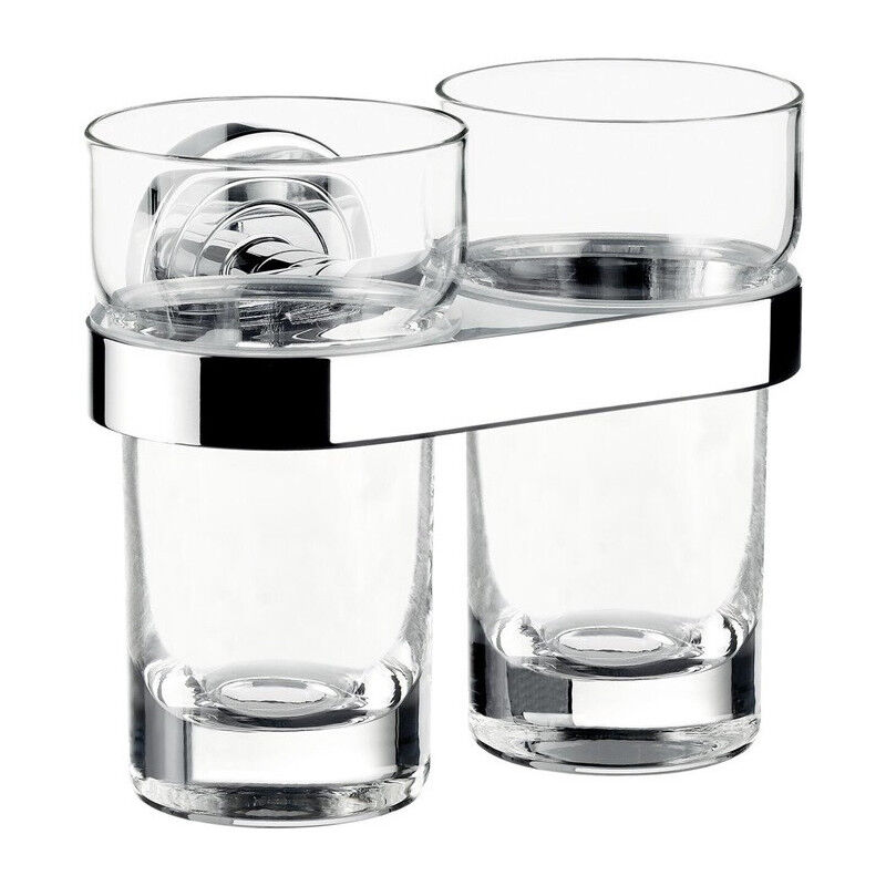Haceka 1117098 Porte-Verre Double Mezzo Chrome - Support Mural Acier Inoxydable Élégant