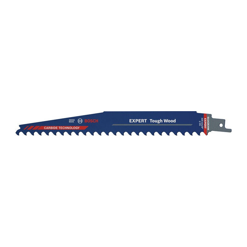 Bosch Professional 1x Lame de scie sabre Expert `Tough Wood` S 1142 KHM (pour Bois traité sous pression, Bois de chantier, Longueur 225 mm, Accessoires Scie sabre