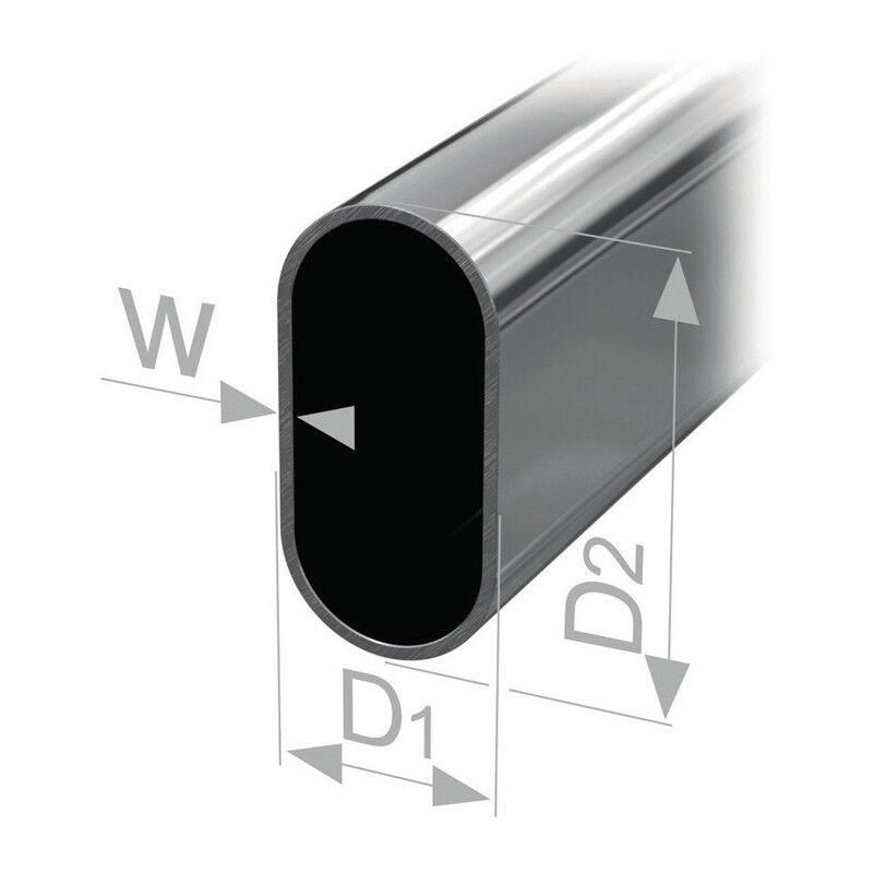 Tube d'armoire ovale soudé sans soudure, acier chromé, hauteur du tube 30 mm, largeur du tube 15 mm, épaisseur de la paroi 1 mm 2000 mm PG