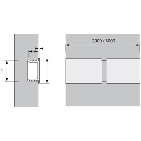 Profil encastré en aluminium F opal L 2000 mm, Profil