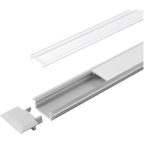 Profil encastré en aluminium C clair L 2000 mm, Profil