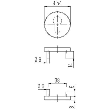 Poignée porte DD-Grt. ER 8 mm Forme U. Ros. PZ Forme en U. Ros. PZ