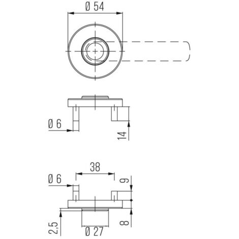 Poignée porte DD-Grt. ER 8 mm Forme U. Ros. PZ Forme en U. Ros. PZ