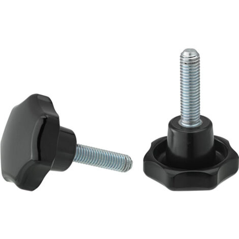 Poignée étoile DIN6336A Duroplast. Forme L. 63mm. M 12x40. Contenu : 2 pièces FORTIS