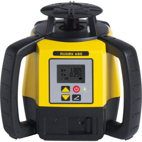 Leica Geosystems – Laser rotatif Rugby 680 – Classe 2 – Portée 600m – Li-Ion – Étanche à l'eau et à la poussière – Boîtier composite résistant