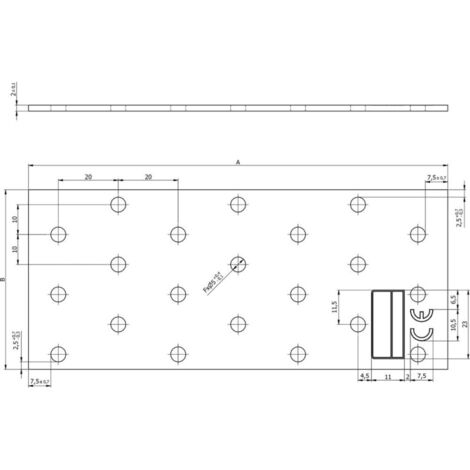 Plaque perforée 100x40x2.0 mm (Par 20)